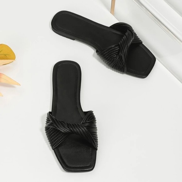 EUC Black Twist Slide Sandals - Picture 2 of 7